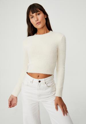 fluffy crop top sweater