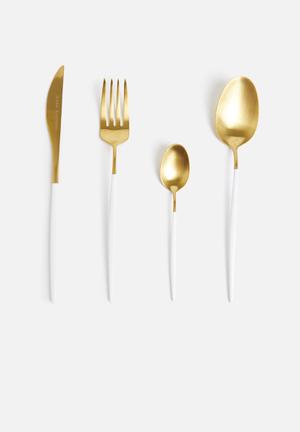 Satin 16 piece cutlery set-gold