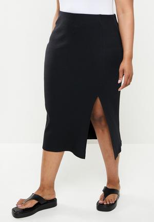 Rib midi skirt - black 