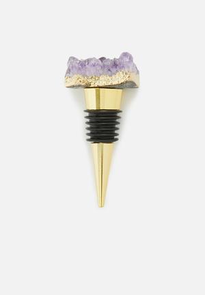 Naki luxury geode crystal wine stopper - amethyst purple