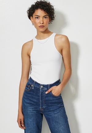 Crepe cutaway knit top - white