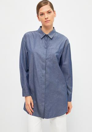 Collar tunic shirt - indigo