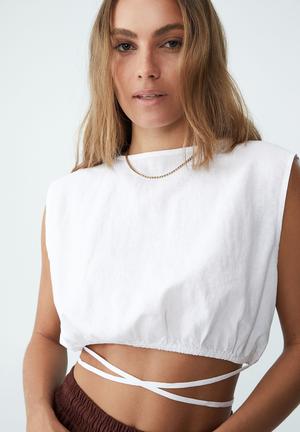 Tie up blouse - white