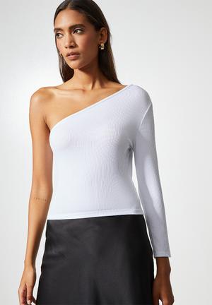 Assym long sleeve top - white