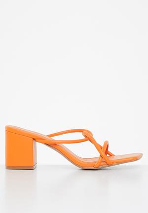 Belle strappy block heel mule - orange