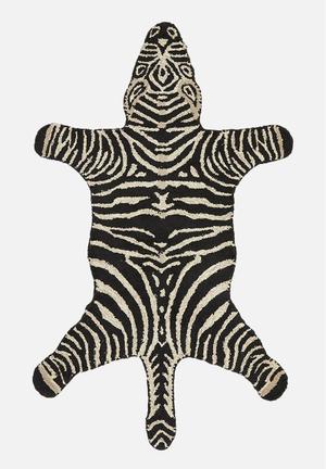 Zebra tufted rug - black & white