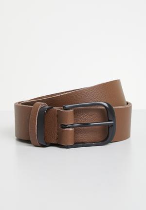 brown leather suit belt