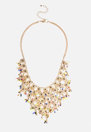 Seed And Bead Filgree Necklace