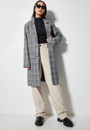 Midi blazer coat - grey check