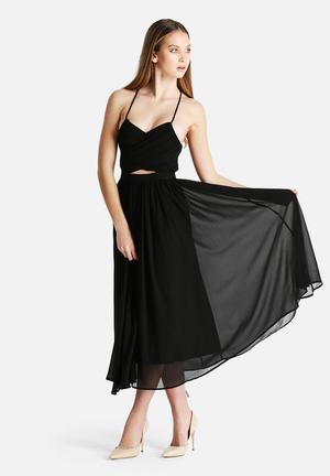 Wrap Lace Up Floaty Midi Dress