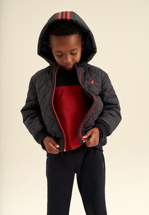 Black and on sale red polo jacket