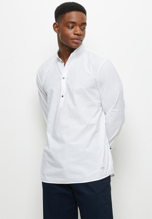 Regular fit notch neck shirt - white