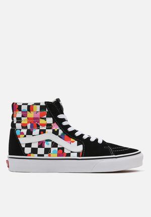 colorful checkered vans high tops