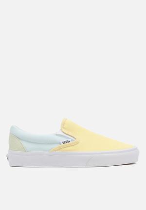 vans light yellow slip ons