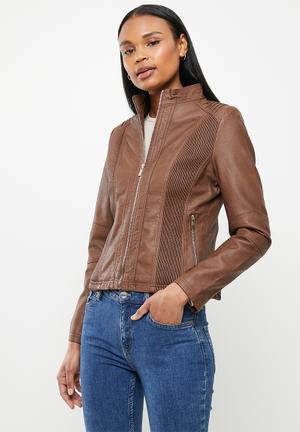 brown pu jacket