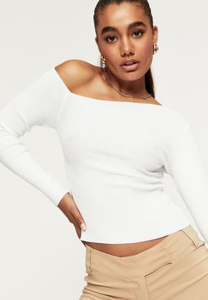 white off the shoulder top tight