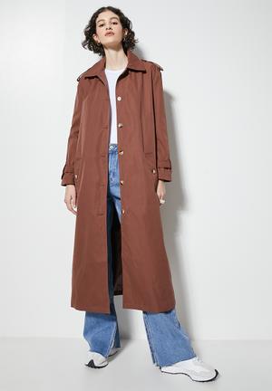 WOMEN FASHION Coats Print discount 33% SHEIN Long coat Brown 34                  EU 