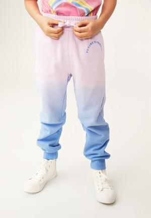 blue and pink joggers