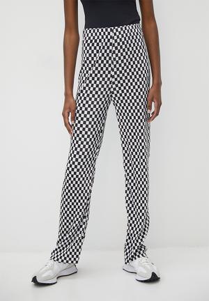 Plisse wide leg co-ord - black & white checkerboard