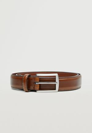 brown leather suit belt