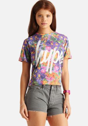Violet Fade Floral Crop T-Shirt