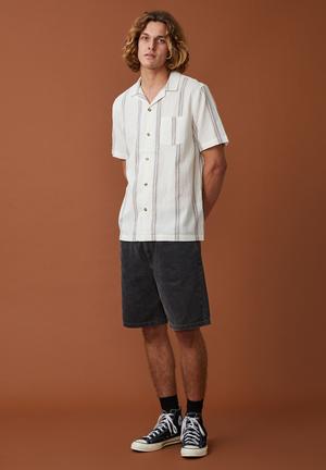Riviera short sleeve shirt - ecru stripe