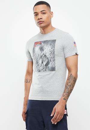 Mens Plus Size Nasa Sleeve Print License T-Shirt - Black