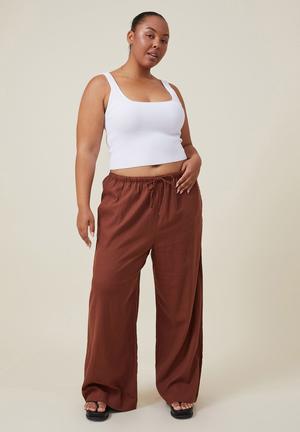 red wide leg pants plus size