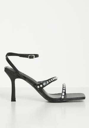 Donatella Diamante Strap Heels in Black