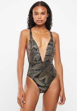 one piece swimsuit metallic