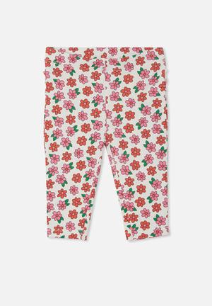 Buy Pink Mono Floral Rib Jersey Leggings (3mths-7yrs) from the