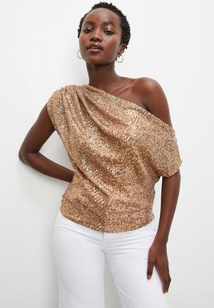 gold one shoulder top
