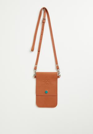 COS Leather Phone Pouch With Strap in Orange