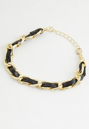Salome chain link bracelet - black & gold