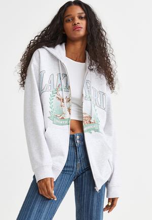 H&M+ Oversized motif-front sweatshirt - Light grey marl/Giants