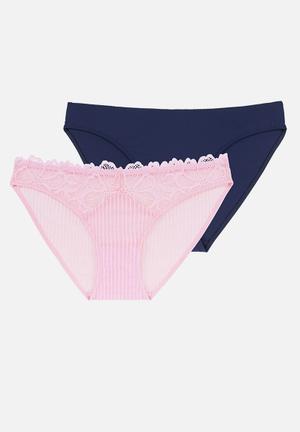 Calvin Klein Girls 2-Pack Modern Cotton Bikini Briefs, Pink/Grey
