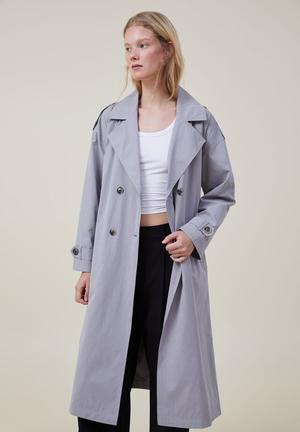 Drop shoulder trench coat - grey