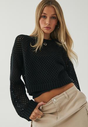 Open Knit Crop Pullover