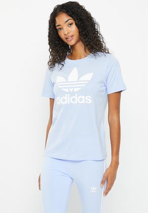  adidas Originals Women's Trefoil T-Shirt, Blue Dawn, X