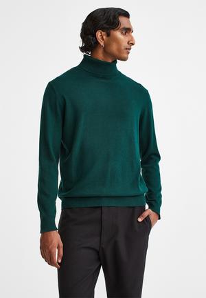 Slim Fit Fine-knit Polo Shirt - Dark green - Men