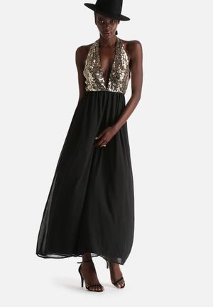 Luna Gold Sequin Maxi Dress