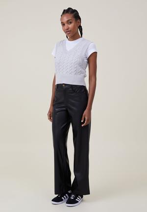 Buy MakeMeChicWomens Faux Leather Pants Straight Wide Leg Leather Pants  Online at desertcartINDIA