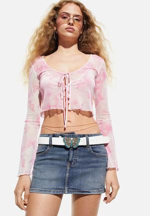 Denim mini skirt - denim blue 