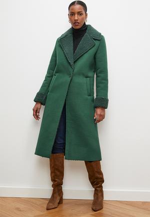 Womens emerald green wool on sale coat