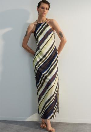 Relaxed high neck dress - multi