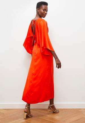 Orange Bodycon Cowl Neck Jersey Maxi Dress - Orange / S