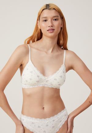 Cotton On Organic-Cotton Blend Branded Padded Low Back Bralette
