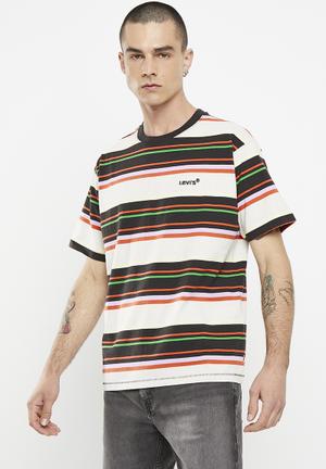 Red tab vintage tee - queen stripe rainy day
