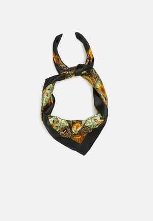 Elizabetta Brown Floral Silk Square Scarf