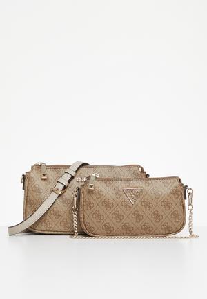 Guess ARIE DOUBLE POUCH CROSSBODY SET - Across body bag - mocha